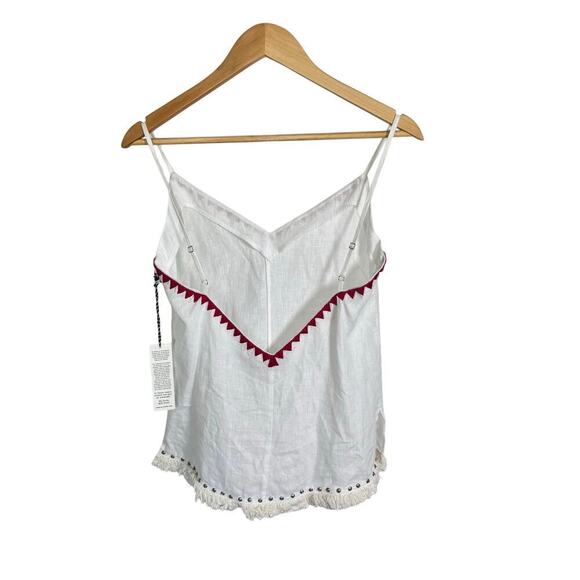 New ST. ROCHE "Kiki" Cami Kuba Geo Embroidery Hand Beading Fringe Tank Top Sz S - Picture 5 of 9